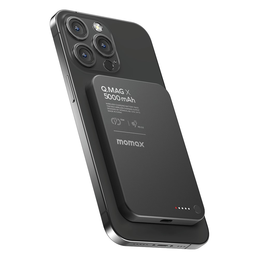 MOMAX Q.Mag X Magnetic Wireless Power Bank 5000mAh - BLACK