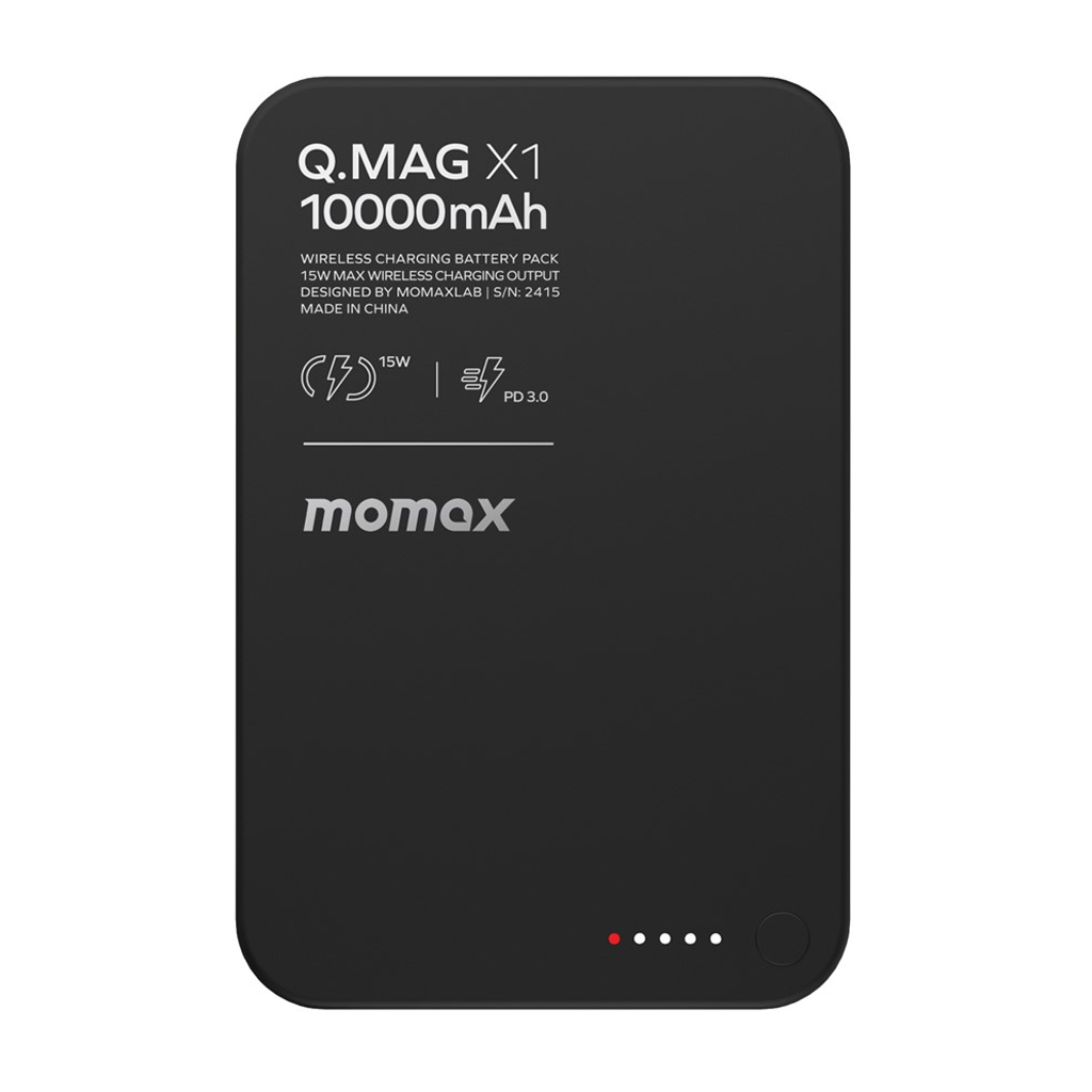 MOMAX Q.Mag X1 Magnetic Wireless Power Bank 10000mAh - BLACK
