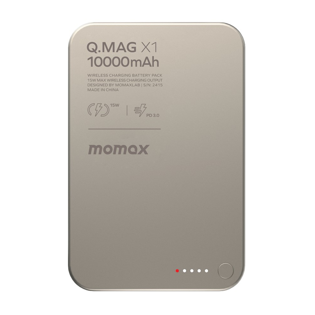 MOMAX Q.Mag X1 Magnetic Wireless Power Bank 10000mAh - TITANIUM GOLD