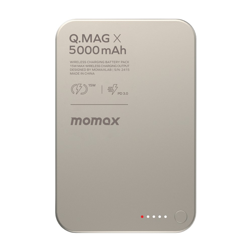 MOMAX Q.Mag X Magnetic Wireless Power Bank 5000mAh - TITANIUM GOLD