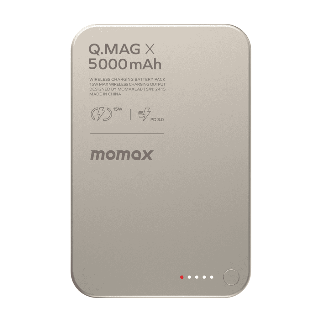MOMAX Q.Mag X Magnetic Wireless Power Bank 5000mAh - TITANIUM GOLD
