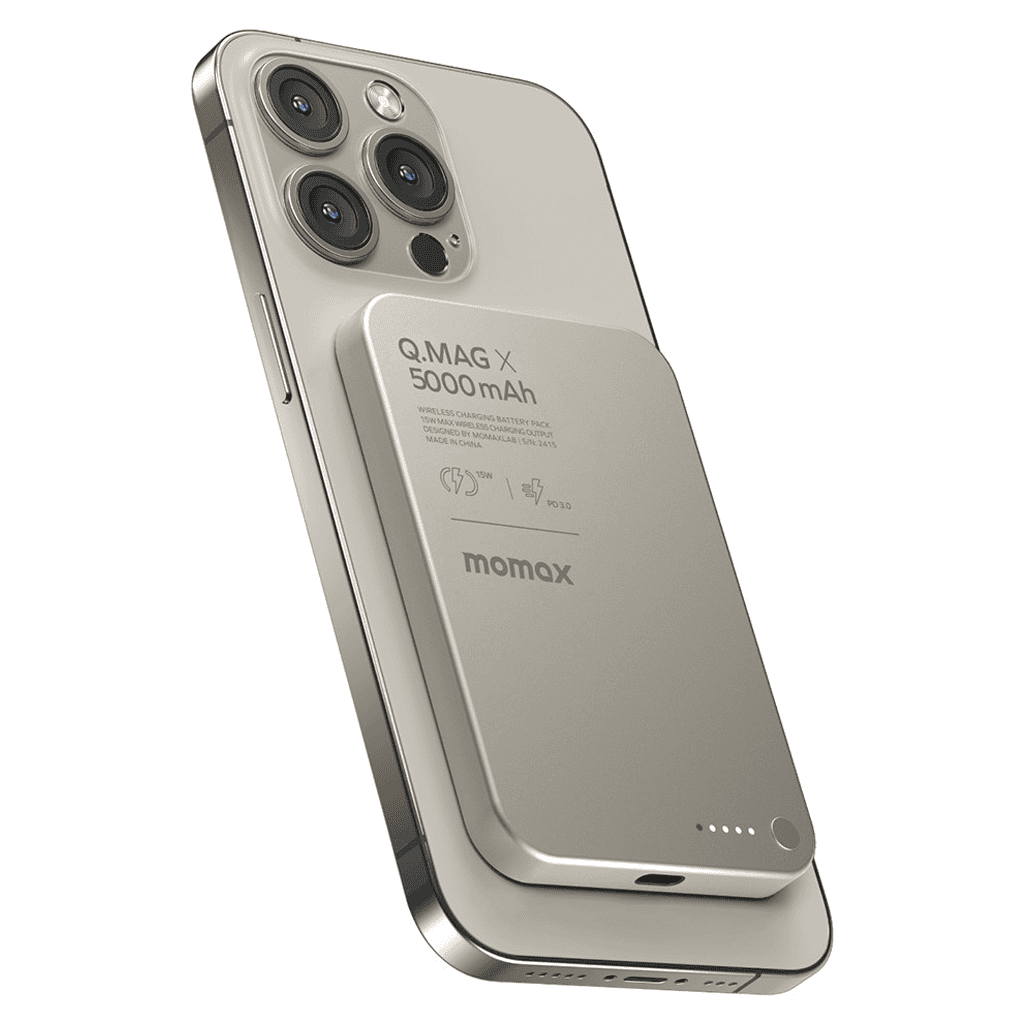 MOMAX Q.Mag X Magnetic Wireless Power Bank 5000mAh - TITANIUM GOLD