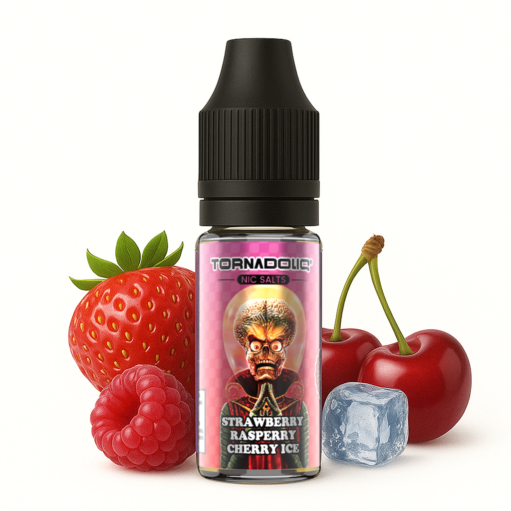 Tornadoliq, Strawberry Raspberry Cherry Ice Nic Salt, 10ml