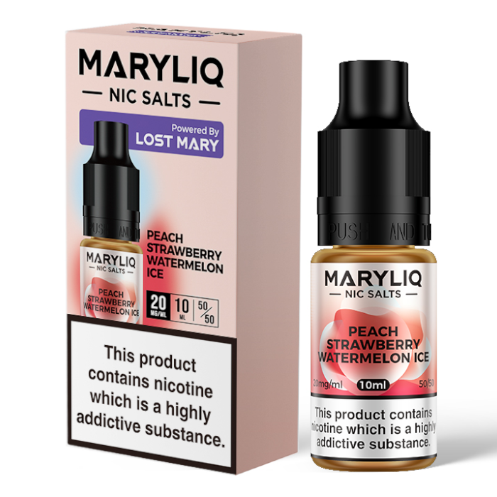 Maryliq - Peach Strawberry Watermelon Ice 10ml 20mg Nic Salt