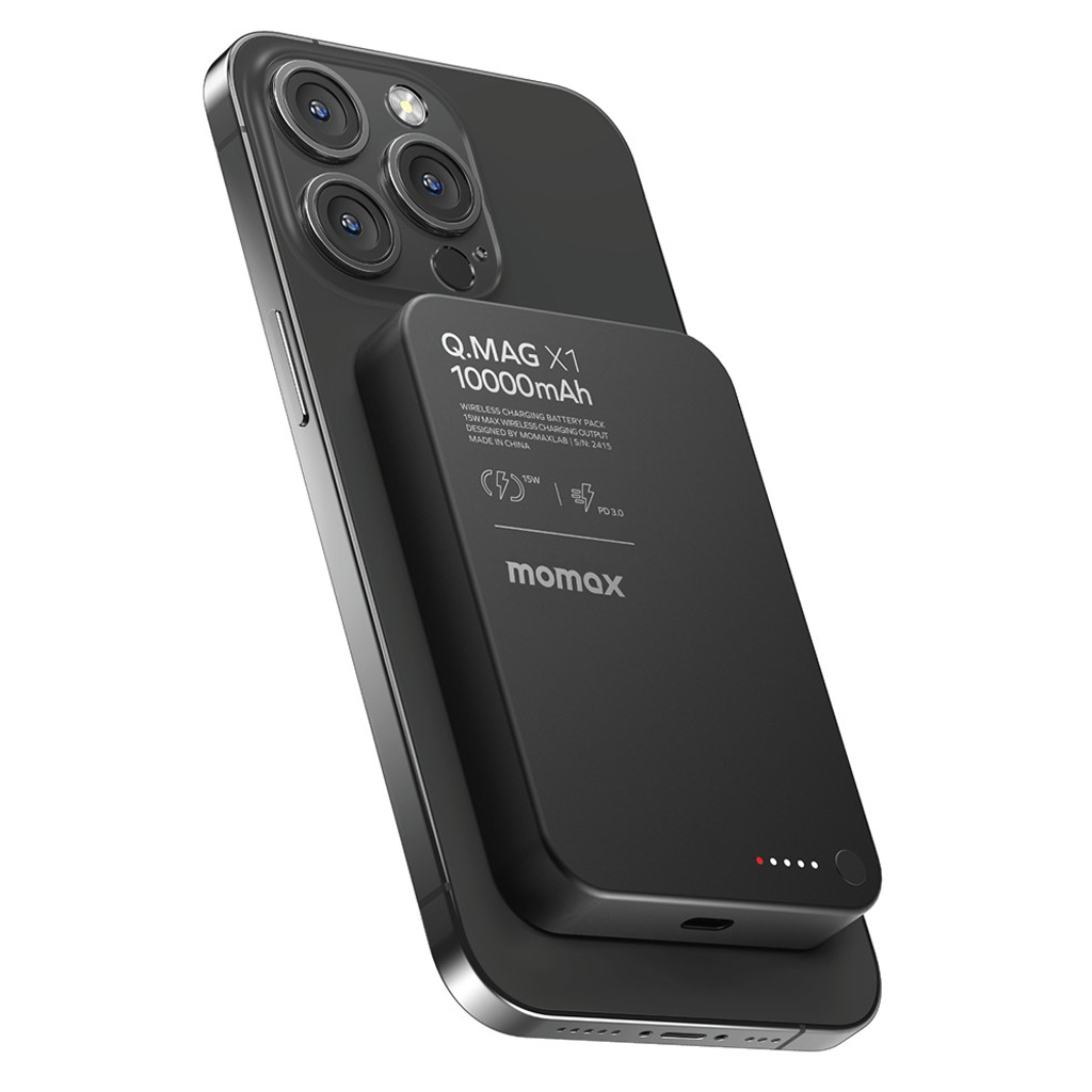 MOMAX Q.Mag X1 Magnetic Wireless Power Bank 10000mAh - BLACK