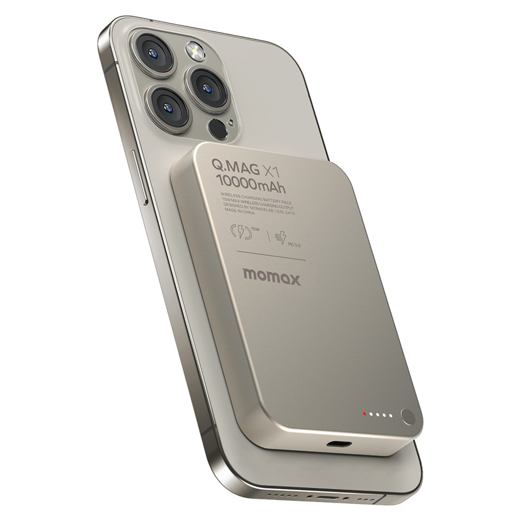 MOMAX Q.Mag X1 Magnetic Wireless Power Bank 10000mAh - TITANIUM GOLD