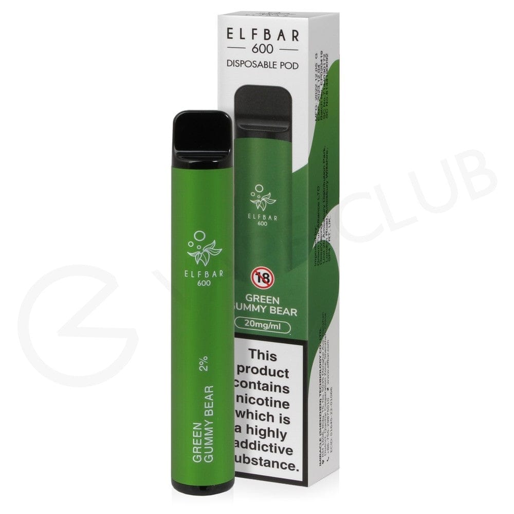 Elf Bar 600 -  Green Gummy Bear 20mg