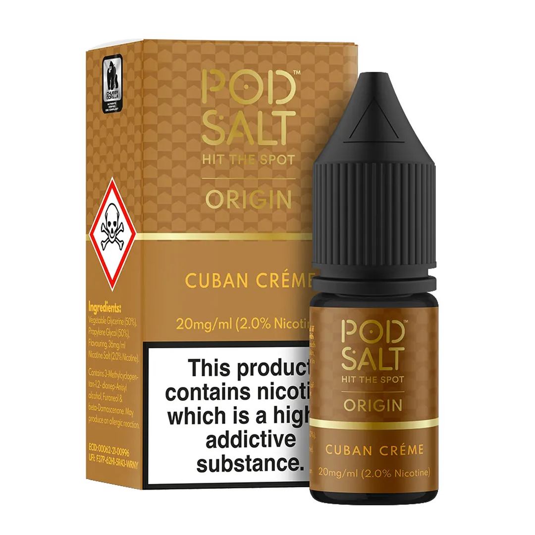Pod Salt Origin - Cuban Creme 10ml 20mg Nic Salt